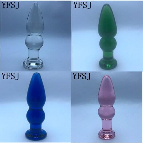 110*32mm 141g Pyrex Glass Dildo Fake Penis Anal Beads Ball Butt Plug Crystal Artificial Dick Masturbation Adult Sex Toy for Gay
