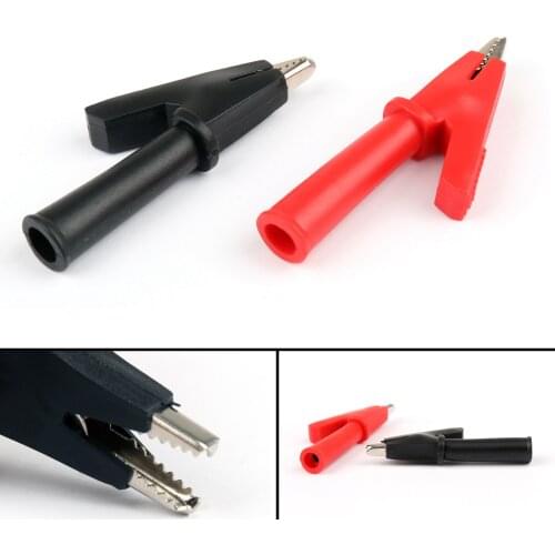 Artudatech 2PCS Copper 5mm Mouth Alligator Clips For 4mm Banana Plug Test Probe Clamp