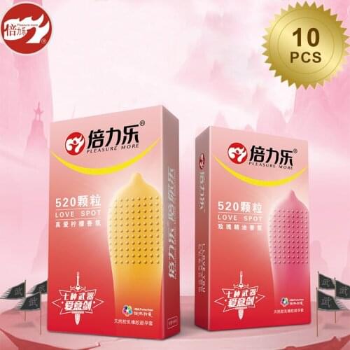 Beilile 10PCs True Love Lemon Condom With 520 Dots Romantic Rose Essential Oil Big Particles Penis Sleeves Sex Products For Men