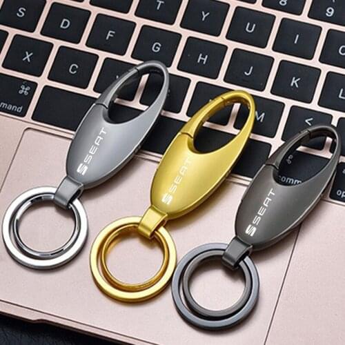 Metal Car Emblem car Styling key chain For Seat Leon Ibiza cupra Altea Belt Racing Laser engraved key ring keychain Accessories