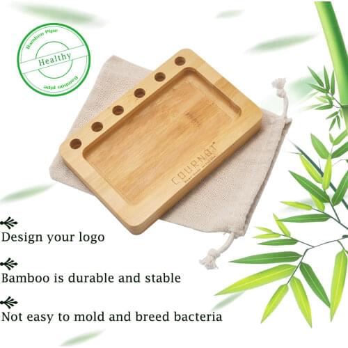 COURNOT Bamboo Rolling Tray With Pre Rolled Roll Cone Holder 69MM*126MM Multifunctional Bamboo Cigarette Tobacco Rolling Tray