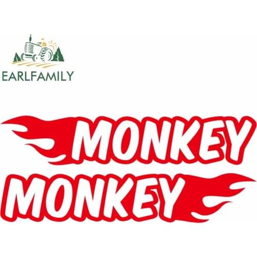 EARLFAMILY 13cm x 5.6cm for Monkey Red Slogan Anime Car Stickers Personality Refrigerator Scratch-proof Window Decal Decoration