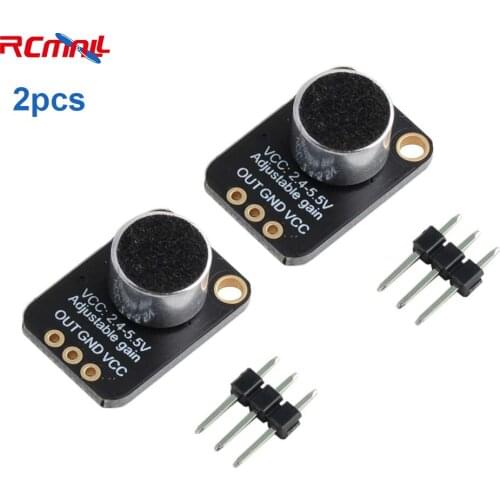 2Pcs GY-MAX4466 Electret Microphone Amplifier MAX4466 Breakout with Adjustable Gain for Arduino