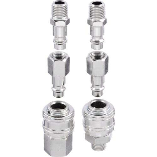 6pcs Euro Air Hose Compressor Fittings Connector High Pressure Male Quick Release 1/4" BSP