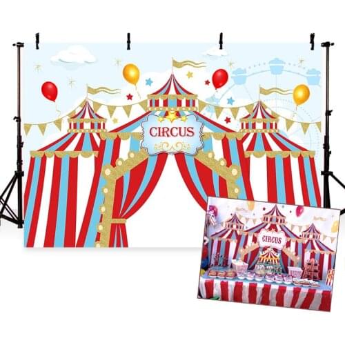 Circus Theme Backdrop Circus Tents party balloon Baby backdrops celebration children golden flags stars background