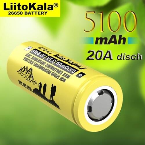 Lii-51S 26650 battery power 20a rechargeable lithium battery 3.7v 5100ma flashlight equipment batteries Power bank