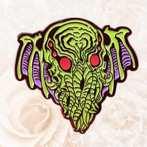 H. P. Lovecraft The Call of Cthulhu The Great Dreamer enamel pin HPL octopus dragon Mythical creatures brooch