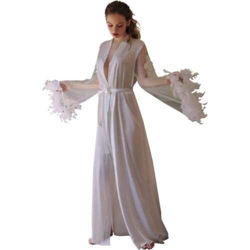 Sexy Women Rayon Kimono Bathrobe White Bride Bridesmaid Wedding Robe Set Lace Trim Sleepwear Casual Home Clothes Nightwear