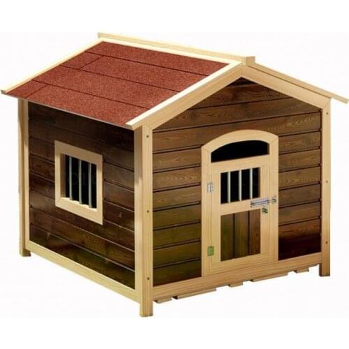Carbonized kennel waterproof sun protection anti-corrosion small house outdoor dog cage large dog pet kennel solid wood dog