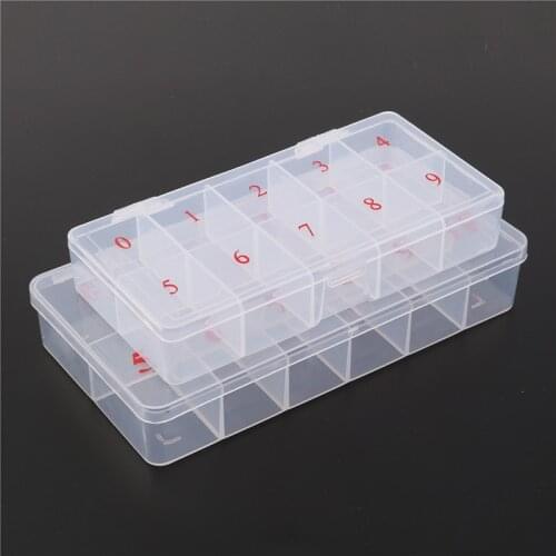 1PCS 10/11 Acrylic Plastic False Nail Tips Storage Box Translucent Case Tool Manicure Nail Tool Natural Cells Fake Manicure Tips