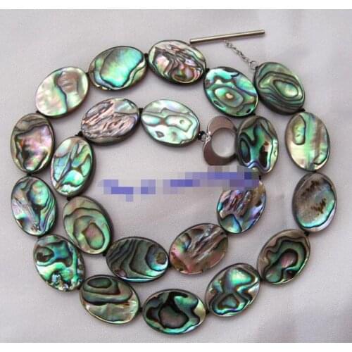 Beautiful big 18 mm baroque green shell pearl necklace