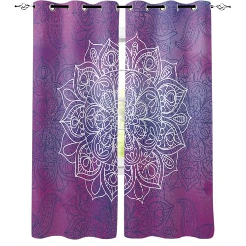 Red Watercolor Mandala Window Curtains for Living Room Bedroom Kitchen Modern Curtains Home Decoration Drapes Blinds