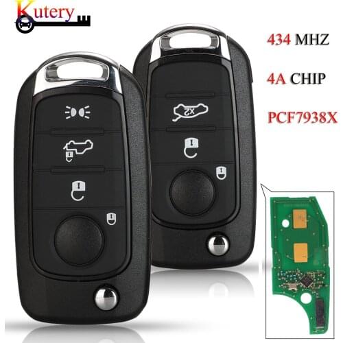 Kutery Remote Folding Car Key For Fiat 500X Egea Tipo 2016 2017 2018 3/4 Buttons 434MHZ 4A PCF7938X Chip