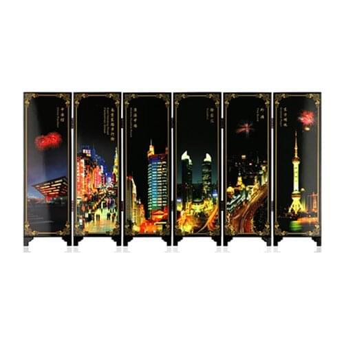 Miniature Folding Decorative Screen Table Screen China antique Shanghai lacquer personality ornament vintage wood decoration