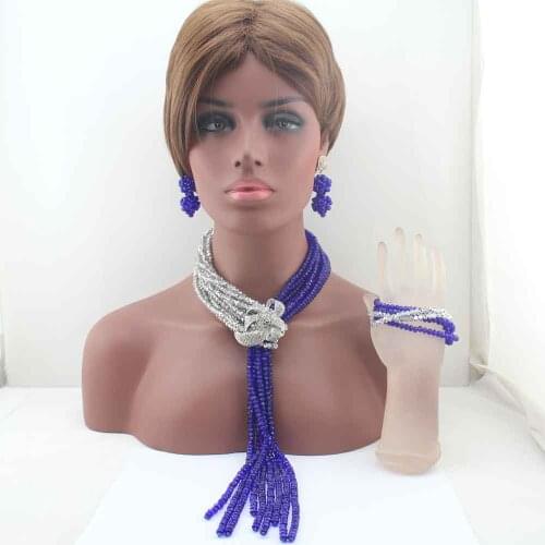 Fashion African nigerian Wedding bridal beads Jewelry Set African style Crystal beaded necklace women Jewelry Set W13599