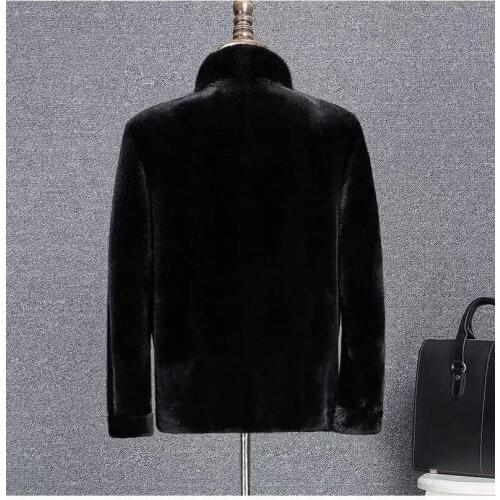 Male Imitation Zipper Black Fake Fur Jackets Slim Fit Casual Mens Man-Made Fur Outwears Masculino Newest