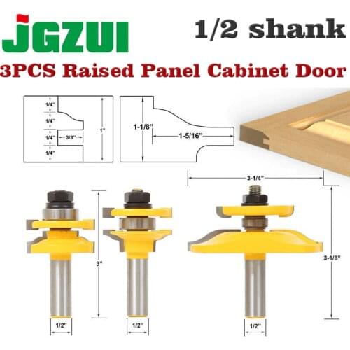 3 Bit Raised Panel Cabinet Door Router Bit Set- Bevel-1/2" Shank 12mm shankWoodworking cutter Tenon Cutter for Woodworking Tools