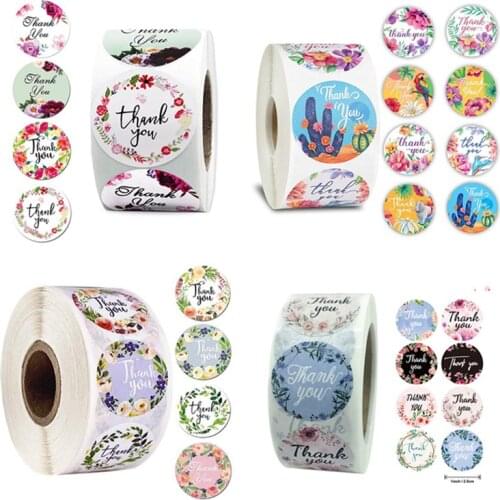 500pcs/roll Homemade Happy Birthday Round Seal Sticker Kraft Paper Adhesive Seal Stickers Cake Styles Series Thank you Sticker