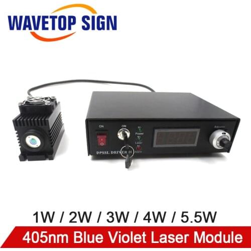 WaveTopSign 405nm Blue Violet Power 1W / 2W / 3W / 4W / 5.5W Adjustable Laser Module Laser Head