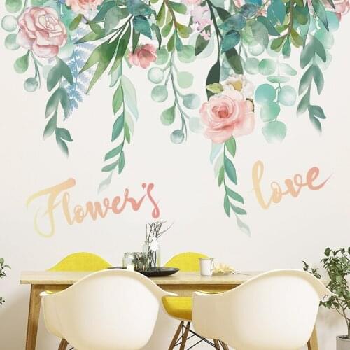 Nordic Green Plant Wall Stickers Flower Bedroom Living Room Decoration Sofa TV Background Wall Decals Self Adhesive Wallpapers