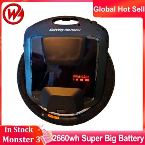 Gotway Monster 3 Plus 22inch Electric unicycle TiTan 3th Monster 100V 2700Wh Full Black Dual Headlight 21700 battery