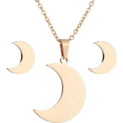 Moon necklace womens stainless steel simple fashion chain endants gifts for woman accessories necklaces set jewelry on the neck