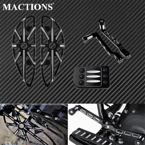 Motorcycle Front Driver Footpeg Stretched Floorboard Footrest Brake Pedal Heel Toe Shift Lever Shifter Pegs For Harley Touring