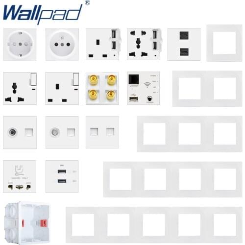 Plastic Frame Wall Light Button Switch Power Socket Outlet White PC Panel Function Key DIY S6 Series Wallpad