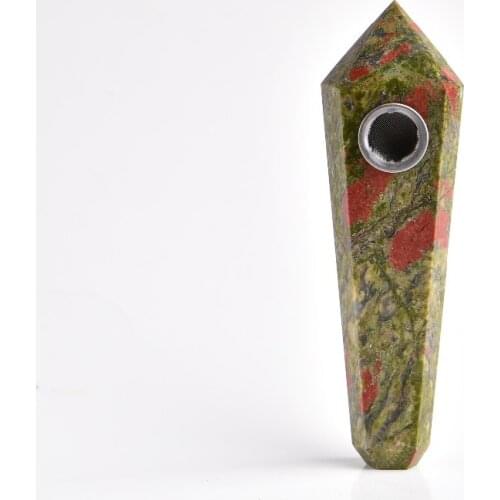 Drop shipping Natural Quartz Dragon bloodstones crystal smoking pipe tobacco pipe point wand cigarette holder fancy X18