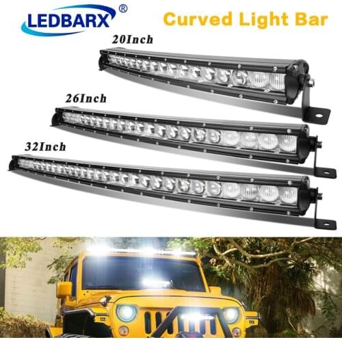 LEDBARX 20 26 32 Inch Curved Offroad Led Light Bar Flood Spot Combo 12V 24V Led Work Lights For Trucks Auto ATV 4x4 Tractor Boat