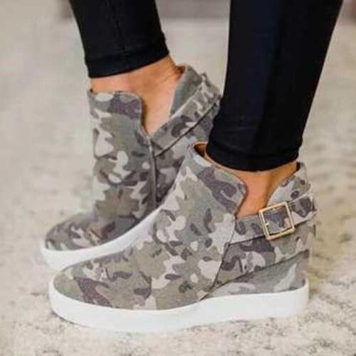 TELOTUNY 2021 Fashion Camouflage Wedges Womens sneakers Casual Canvas Shoes Breathable Slip-on Platform Outdoor Vulcanize Shoes