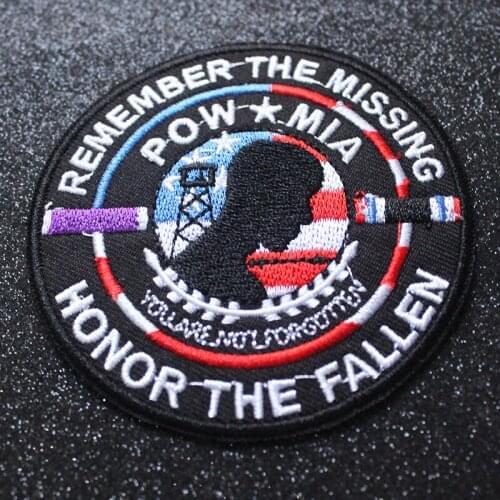Hippie USA Pow Mia Iron On Embroidered Patches For Clothes Highest Quality Stickers Stripe For Armband Hat Garment Decor DIY