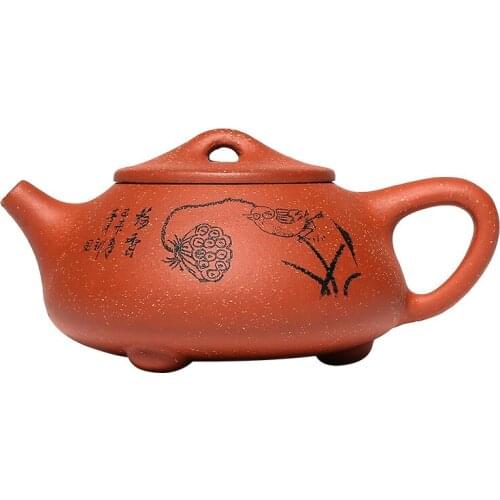 Yixing Famous Handmade Teapot Dragon Blood Sandstone Scoop Pot Ball Hole Pot Kungfu Tea Set Household Teapot