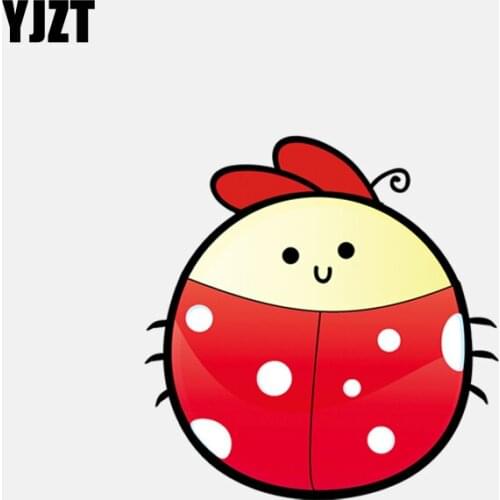 YJZT 11.6CM*11.9CM Car Sticker Cute Girl Ladybug PVC Decoration Decal 11-00843