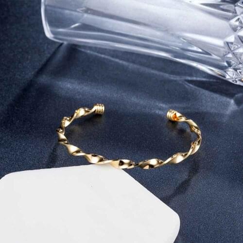 Women /Men Jewelry Punk Bracelet Gold/Silver Twist Horns Cuff OPen Bracelets & Bangles Couple Jewelry
