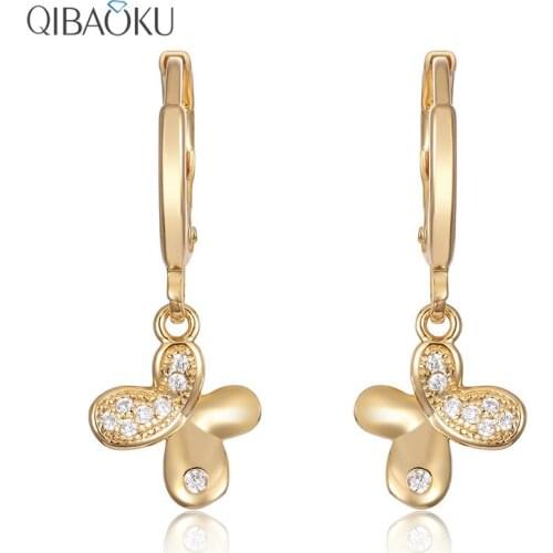 Top Quality 925 Silver Earrings Cute Butterfly Hoop Earrings Gold Color Shiny Zircon Jewelry Gifts Women Earrings