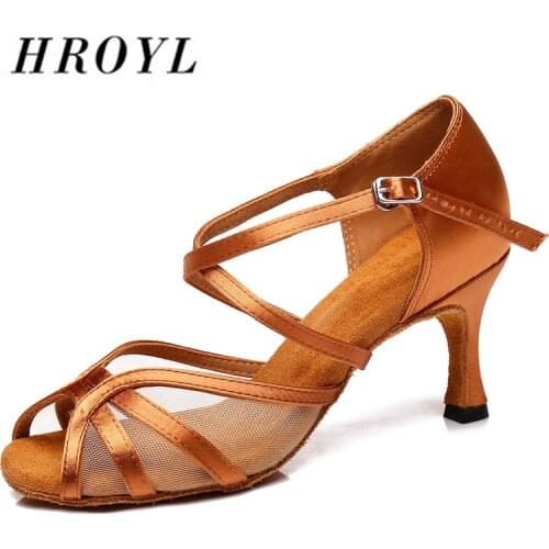 Brand New HROYL Women Latin dance shoes For Girls ladies Ballroom Tango Dancing Shoes 10/8.5/7.5CM Heels Salsa Dropshipping