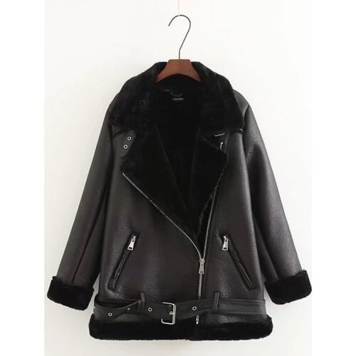 Women coat traf Female coat Winter New Fur Leather Jacket Leather Velvet Jacket Parkas