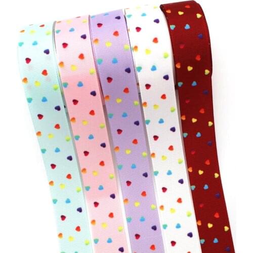 1 '25mm colorful heart cartoon ribbon 10 yards DIY handmade materials headdress hair bow gift packaging Grosgrain tape