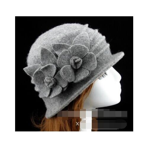 1pcs/lot korean style woman flower fedoras lady floral soft hat adult lady 2 flower winter fedoras
