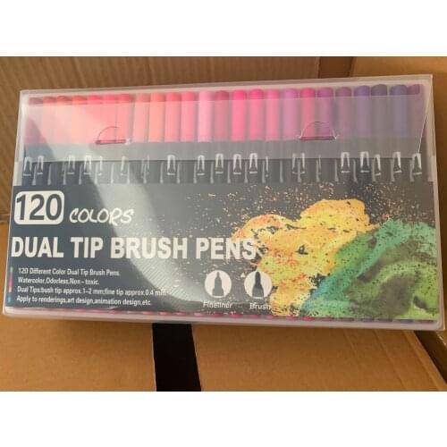 120 color black and white double - end watercolor pen soft - end brush marker hook pen set