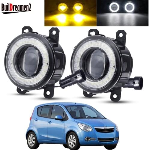 2 X Car Angel Eye Fog Light Assembly LED Lens Fog Driving Lamp DRL 30W 3000LM 12V For Opel Agila (B) (H08) Hatchback 2008-2015