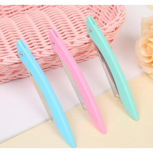 200Set/Lot Eyebrow Trimmer Razor Fold Eyebrow Knife Holder Feather Blade Scraper Corrugated Shaving Tattoo Makeup Tools HA2370