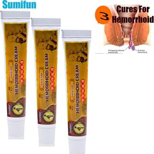 Sumifun 3pcs Hemorrhoids Ointment Internal And External Anal Fissure Cream Pain Reliving Chinese Medical Plasters