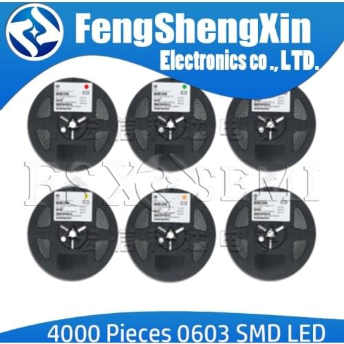 4000pcs 0603 LED SMD luminous diode LED LAMP SUPERLUX Red Blue Green Yellow White Orange