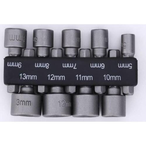 9pcs 5-13mm Hexagon Nut Driver Drill Bit Adapter Socket Screwdriver Wrench Set for Electric Screwdriver Handle Tools No Magnetic