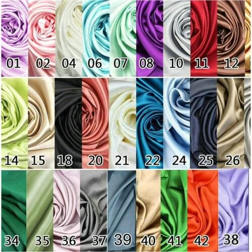 29 Color 19 Momme 100% Pure Silk Satin Fabric Width 114cm Plain Dyed Free Shipping