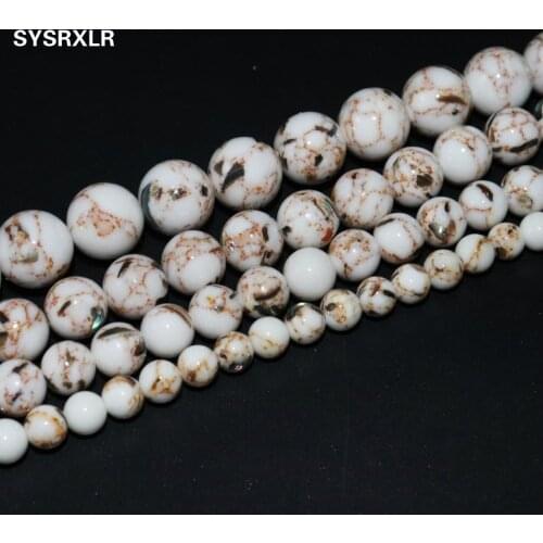 Free Shipping White Howlite Stone Round Loose Shell Loose Beads For Jewelry Making DIY Bracelet Necklace Material 6 8 10 12 MM