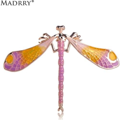 Madrry Dragonfly Shape Brooch Alloy Enamel Animal Jewelry Brooches for Women Kids Sweater Coat Bag Scarf Accessories Pins Gifts