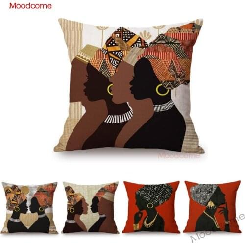 Abstract African Women and Men Black Culture Home Decorative Sofa Throw Pillow Case Coton Linen Chair Cushion Cover Africa Art